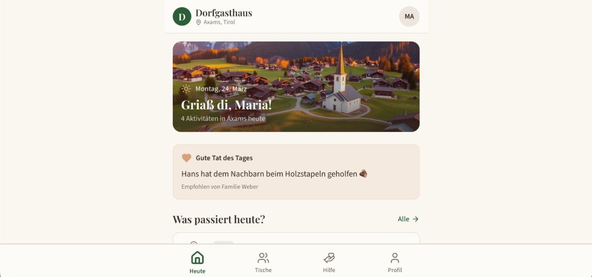 Digitales Dorfgasthaus — KI-Prototyp mit Lovable aus AI Collective Innsbruck Buildathon