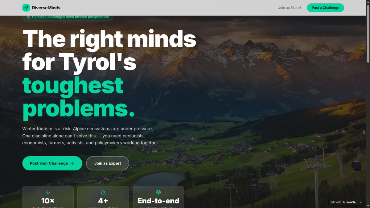 DiverseMinds — KI-Prototyp mit Lovable aus AI Collective Innsbruck Buildathon