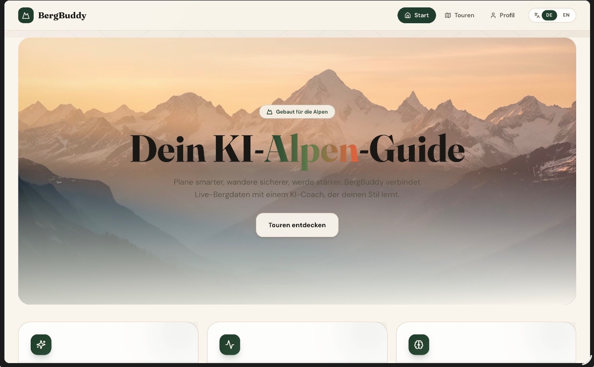 Bergbuddy — KI-Prototyp mit Lovable aus AI Collective Innsbruck Buildathon